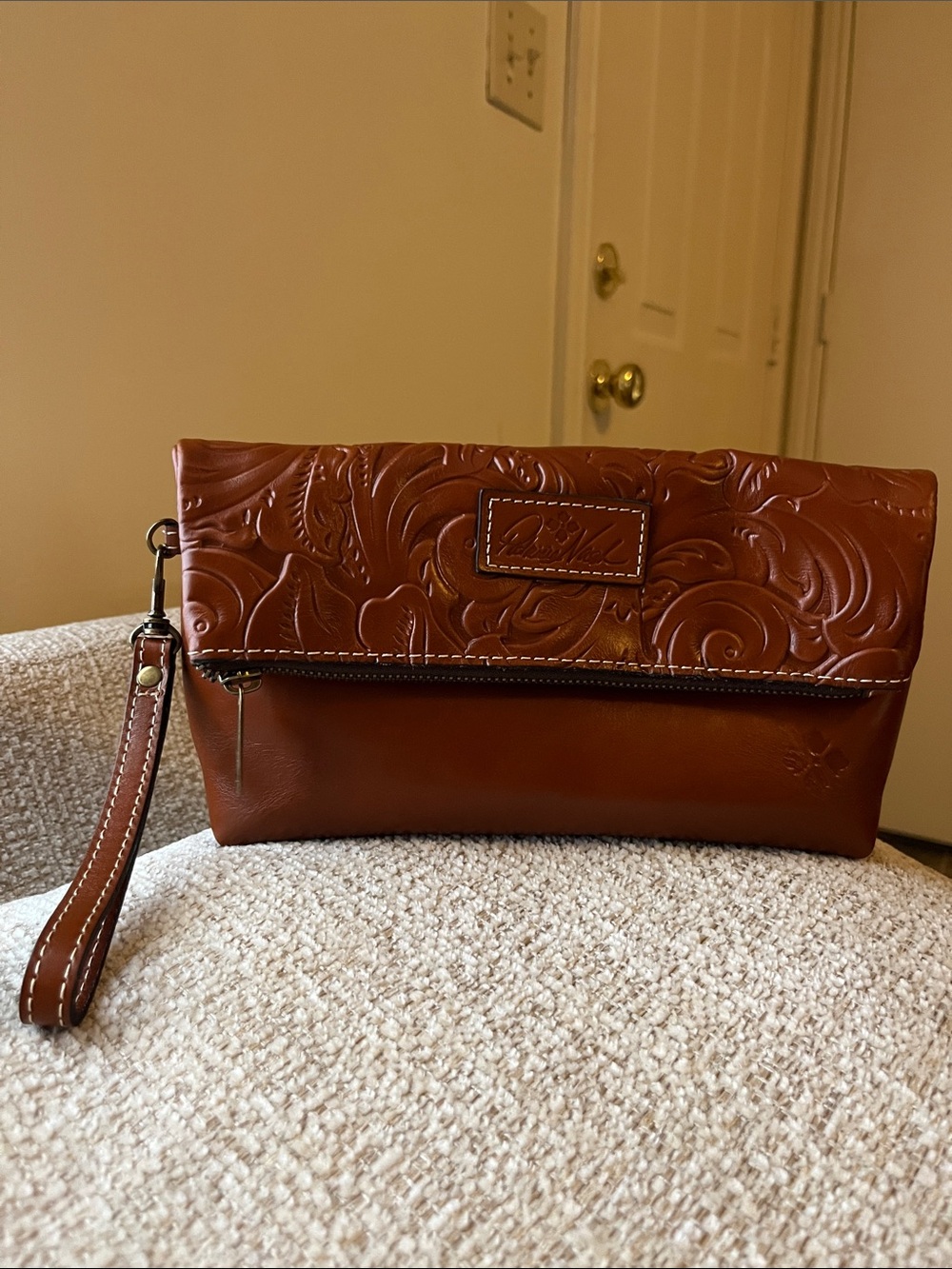 Patricia Nash VALERIE Fold-over Wristlet/Clutch Leather-Tooled Florence